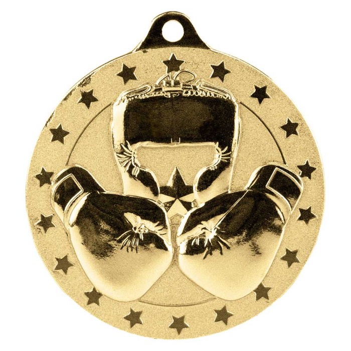 GOLD 50MM BOXING GLOVE CASCADE MEDAL